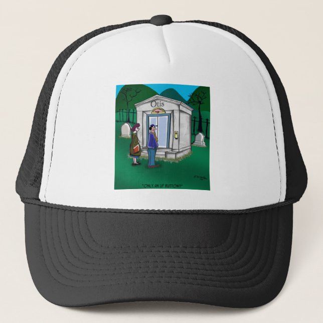 Otis Elevator Mausoleum Only has an Up Button Trucker Hat (Front)