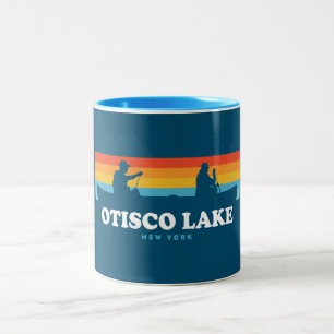Otisco Lake New York Canoe Two-Tone Coffee Mug