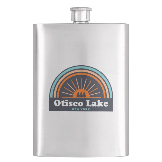 Otisco Lake New York Rainbow Hip Flask (Front)