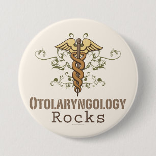 Otolaryngology Rocks Caduceus Button