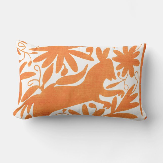 Otomi donkey, Hermes Orange Lumbar Pillow (Front)