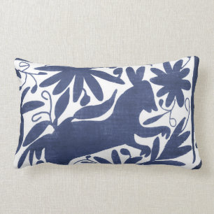Otomi donkey, Navy Lumbar Pillow