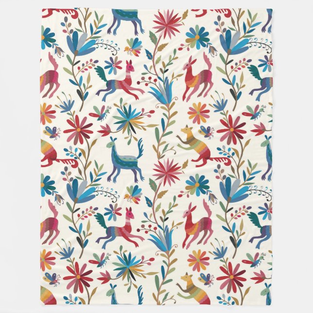 Otomi Inspired Design Fleece Blanket (Front)