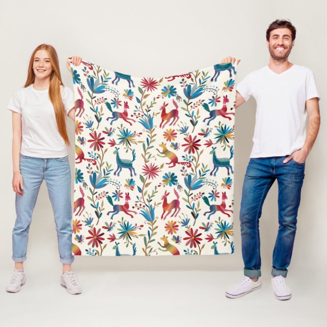 Otomi Inspired Design Fleece Blanket (In Situ)