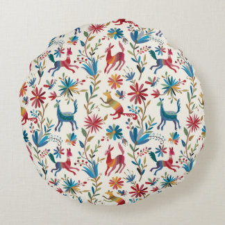 Otomi Inspired Design Round Pillow