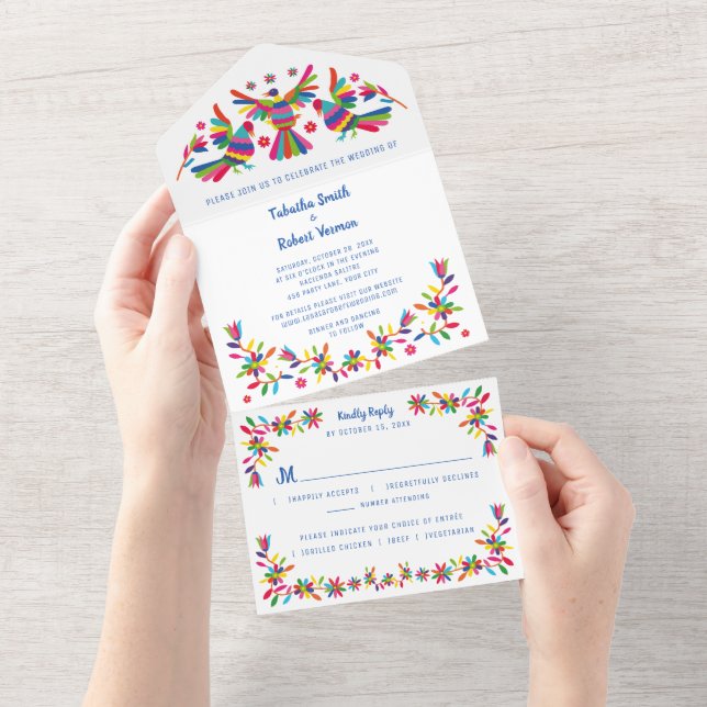 Otomi Mexicain tout en un mariage Invitation (Déchirure)