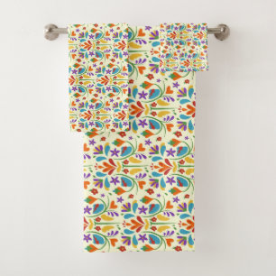 Otomi Mexican Summer Flower Pattern Gift cute Bath Towel Set