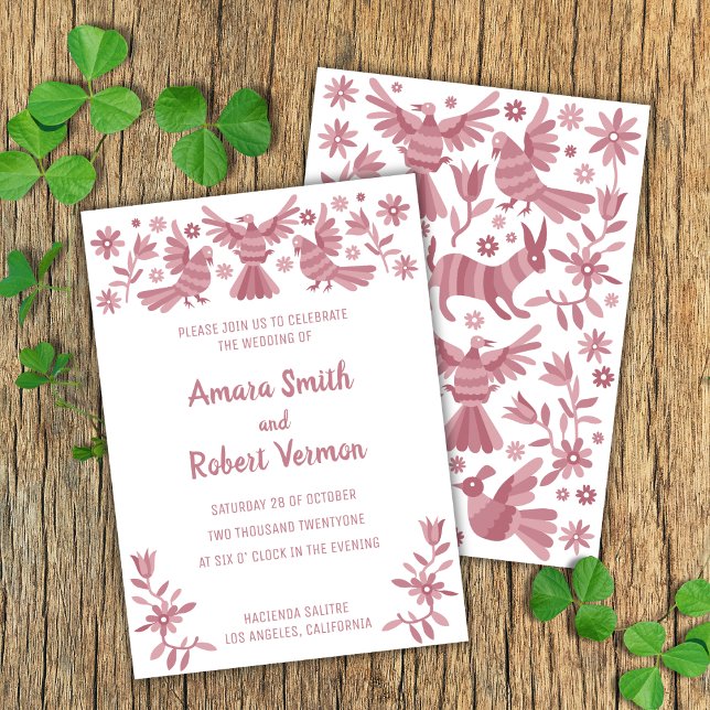 Otomi, MEXIQUE, ROSE, FLEURS, OISEAUX Faire-part (Créateur téléchargé)