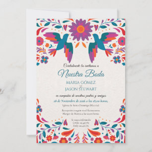 Otomi Tenangos Colourful Folk Art Spanish Wedding Invitation