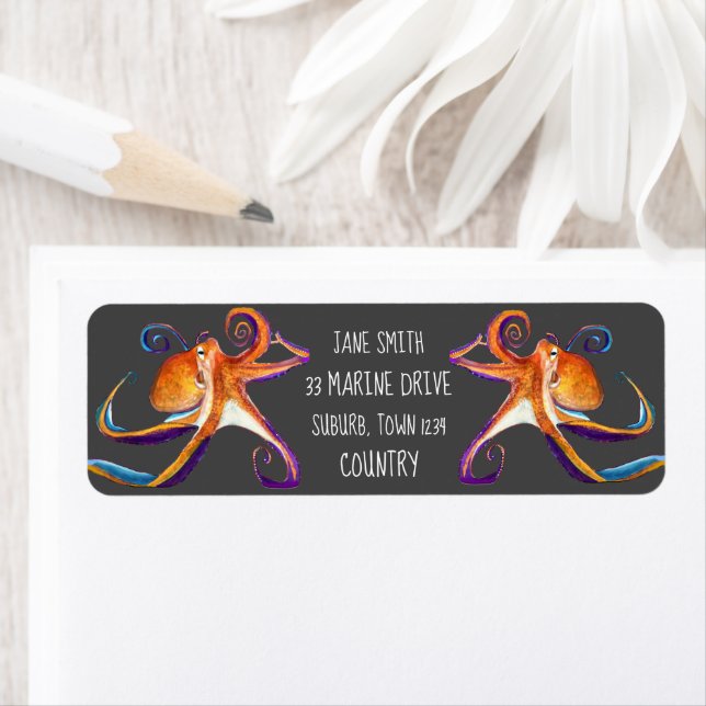 Otopus vie marine aquarelle art (En situation)