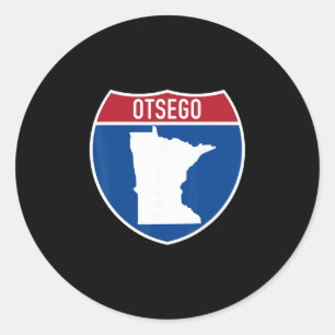 Otsego Minnesota Map Highway Interstate Sign Souve Classic Round Sticker