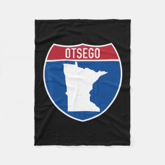 Otsego Minnesota Map Highway Interstate Sign Souve Fleece Blanket