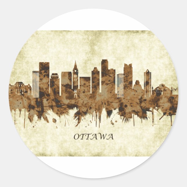 Ottawa Canada Cityscape Classic Round Sticker (Front)
