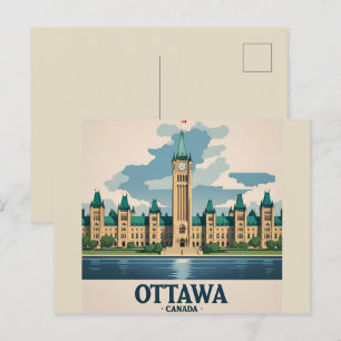 Ottawa Canada Parliament Building, City Skyline Postcard