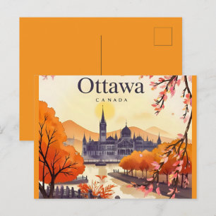 Ottawa Canada Parliament Building, City Skyline Postcard