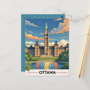 Ottawa Canada Parliament Building, City Skyline Postcard
