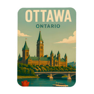 Ottawa Canada Parliament Skyline Travel Magnet