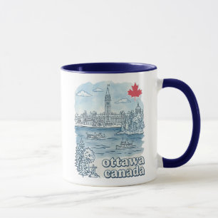 Ottawa Canada Simple Blue Skyline Cute Cityscape Mug