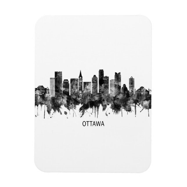 Ottawa Canada Skyline BW Magnet (Vertical)
