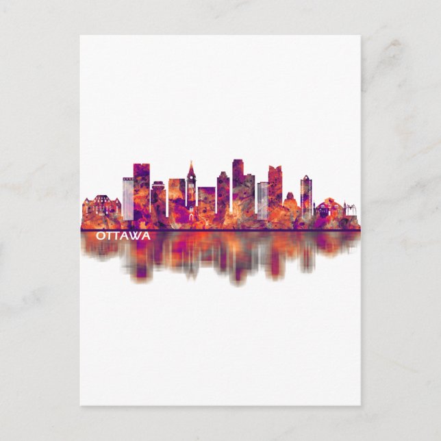 Ottawa Canada Skyline Holiday Postcard (Front)