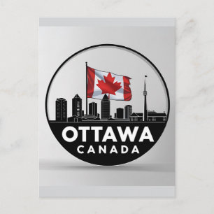 Ottawa Canada Skyline Retro Cityscape Postcard