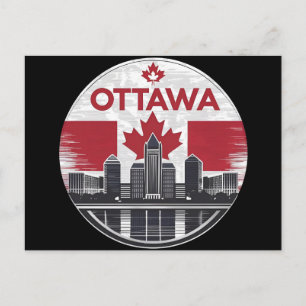 Ottawa Canada Skyline Retro Cityscape Postcard