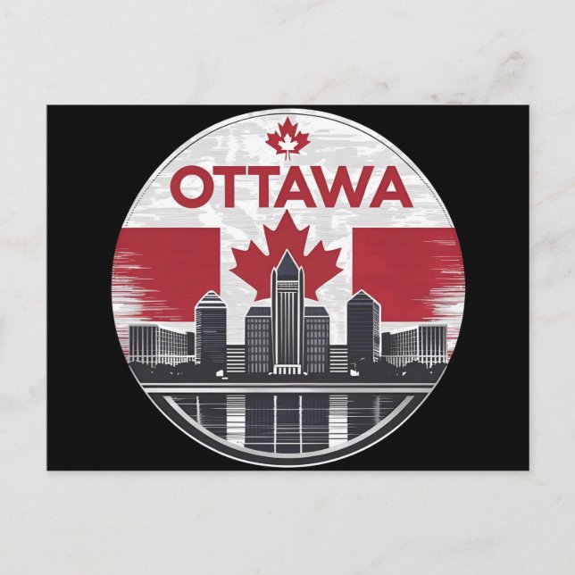 Ottawa Canada Skyline Retro Cityscape Postcard (Front)