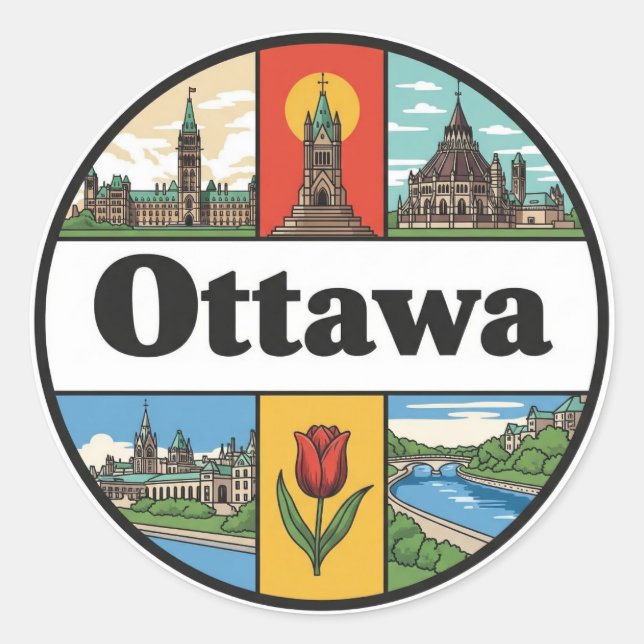 Ottawa Canada Travel Classic Round Sticker (Front)