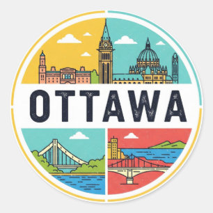 Ottawa Canada Travel Classic Round Sticker