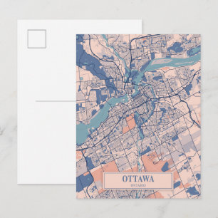 Ottawa Ontario Canada Breezy City Map Travel Postcard