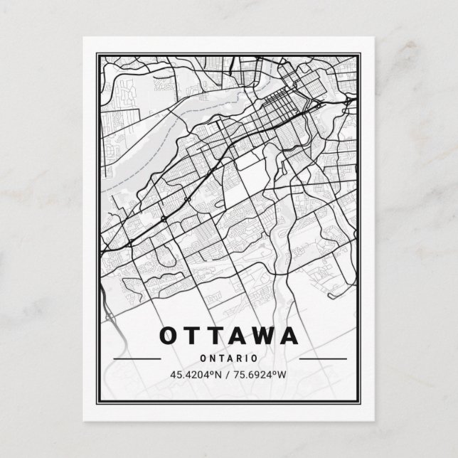 Ottawa Ontario Canada Carte de la ville de voyage (Devant)