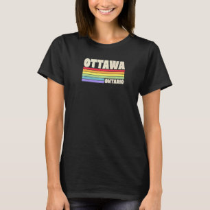 Ottawa Ontario Canada Rainbow Gay Pride Merch Retr T-Shirt