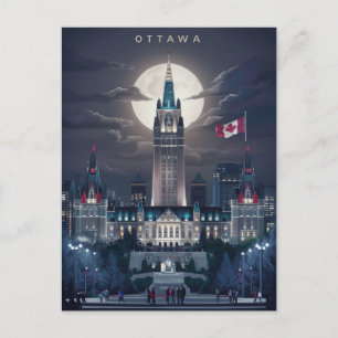 Ottawa parliament hill Night Postcard