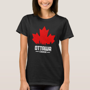 Ottawa Quebec Canada Maple Leaf Canadian Flag Skyl T-Shirt