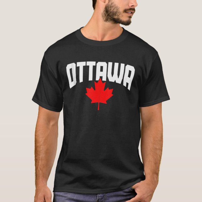 Ottawa Quebec Maple Leaf Canada Canadian Flag Prid T-Shirt (Front)