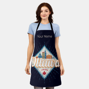 Ottawa Skyline Ontario Retro Canada Vintage Apron