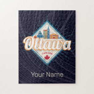 Ottawa Skyline Ontario Retro Canada Vintage Jigsaw Puzzle