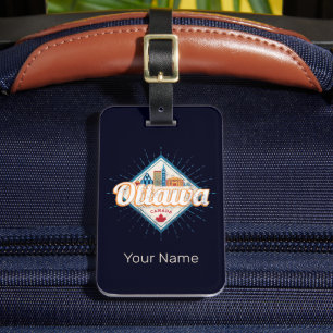 Ottawa Skyline Ontario Retro Canada Vintage Luggage Tag