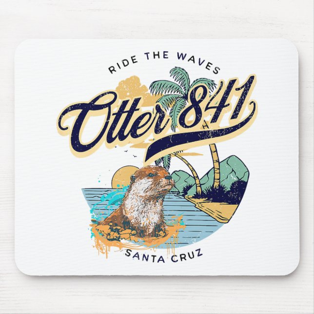 Otter 841 Surfing Otter 841 California Surf Board  Mouse Pad (Front)