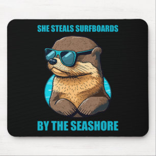 Otter 841 Surfing Otter She Steals Surfboards Cali Mouse Pad