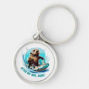 Otter 841 Surfing Otter She Steals Surfboards Otte Keychain