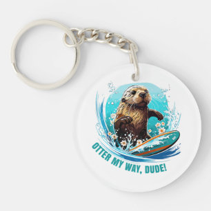Otter 841 Surfing Otter She Steals Surfboards Otte Keychain
