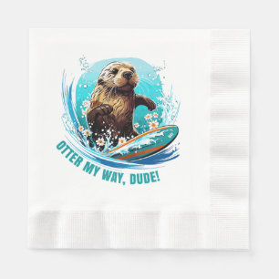 Otter 841 Surfing Otter She Steals Surfboards Otte Napkin