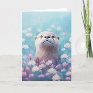 Otter A Peek Through Flower Field Card