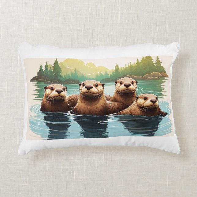Otter Adventure Accent Pillow (Front)