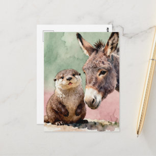 Otter and Donkey Postcard