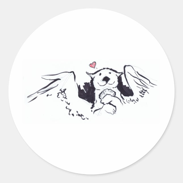 Otter Angel Classic Round Sticker (Front)
