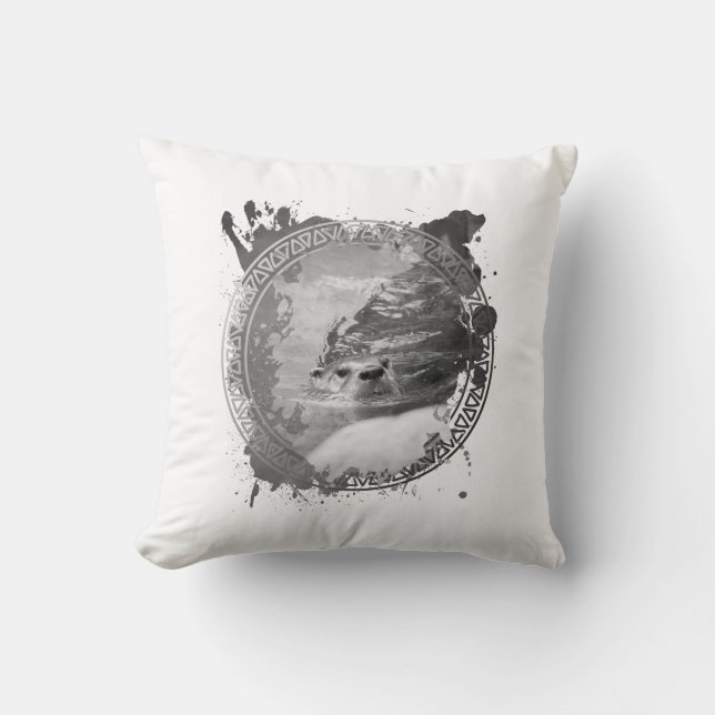 Otter Art Throw Pillow (Front)