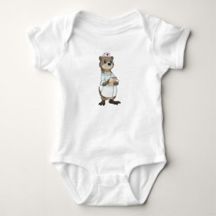 Otter as Nurse with Heart Baby Bodysuit
