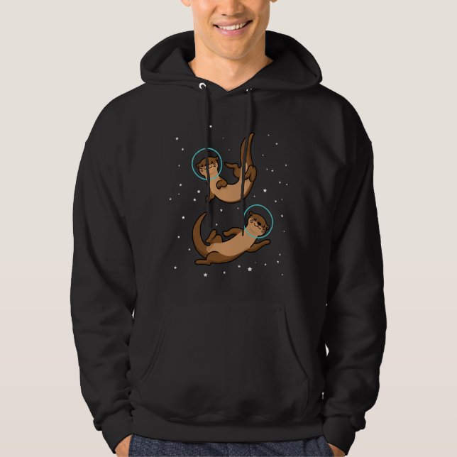 Otter Astronaut Gift Kids Otter Gift Space Otter Hoodie (Front)